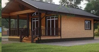 Проект одноэтажного дома из бруса с террасой - Строительство в Якутске от Строй-Ктс от 137332 руб.